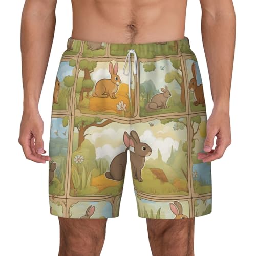 Short de bain homme imprimé lapin séchage rapide respirant