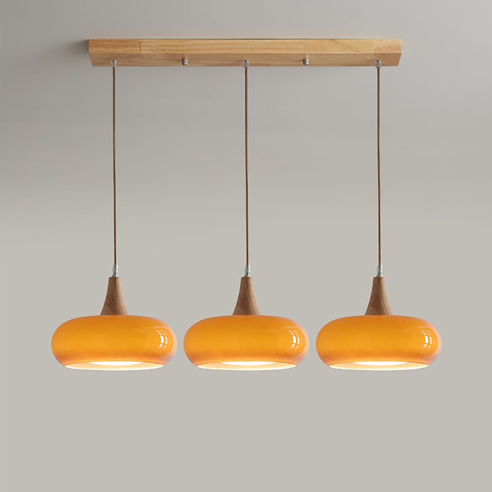 Lampada a sospensione in vetro di latte a grappolo nordico Magazzino di luce Vetro arancione Lampadario moderno di metà secolo Lampadario a tamburo Lampada a sospensione a soffitto in fattoria
