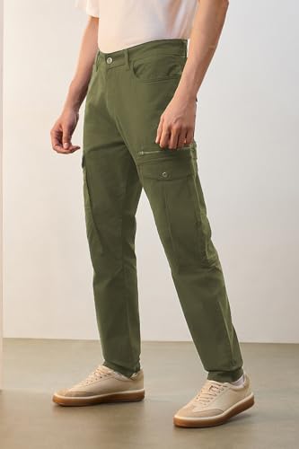 Image of NOBERO Men's Utility Cargo Pants | Cargo Pants for Men | Regular Fit | Multi-Pocket Utility Design | Durable Woven Fabric | Everyday Wear