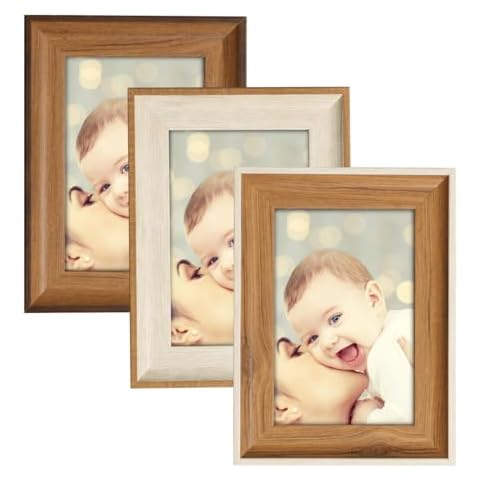4x6 Picture Frames Set of 3, Rustic Retro Brown Distressed Photo Frames with Plexiglass Glass for Wall Hanging and Tabletop Display, Small Vintage Photo Collage Frame for Gallery Farmhouse Wall Decor Cover
