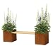 Produktbild bellissa Gartenbank PANNELLO mit Corten-Pflanztöpfen - 95470 - Garten-Bank mit Blumenkübeln aus Cortenstahl - Ohne Lehne, Sitzfläche aus Holz - 196 x 44 x 50 cm