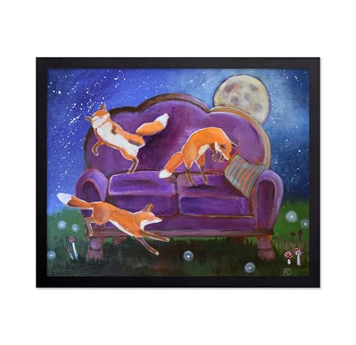 Monem Art Whimsical Woodland Scene Print - Fox Animal Storybook