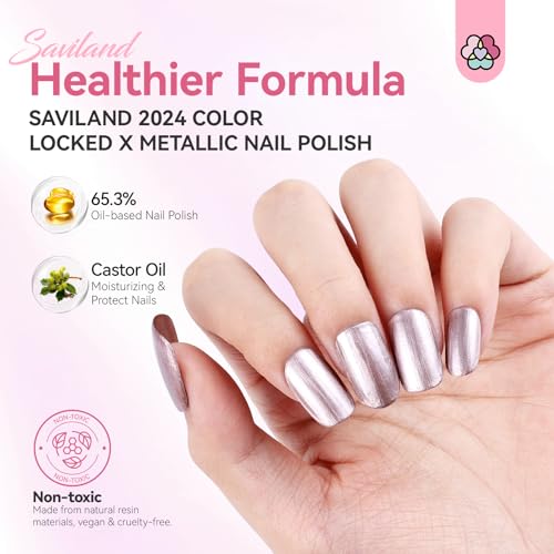 Image of SAVILAND Metallic Nail Polish Rose Gold, Quick Dry, 0.34 Fl.oz