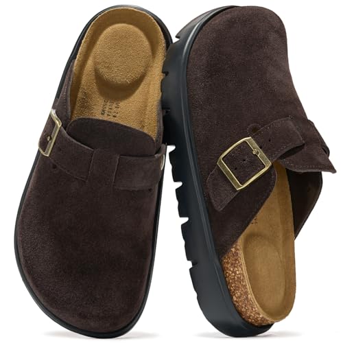 Image of Project Cloud 100% Genuine Leather Platform Clogs for Women Footwear - Memory Foam Arch Support Cork Footbed Casual Shoes & Mules for Women 2026 (Benton Chunky)