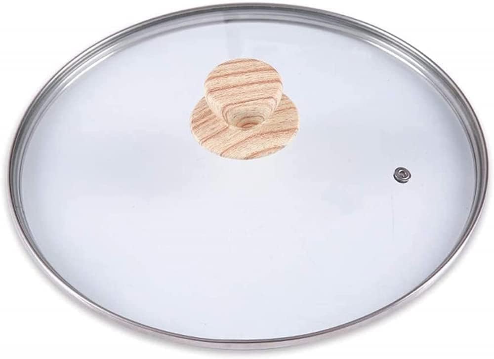 Coperchio di ricambio per casseruola, in vetro trasparente, con manico in legno, padelle e wok, per sostituire i coperchi delle pentole per la casa e la cucina, pentola per il latte Wok-A||36 cm