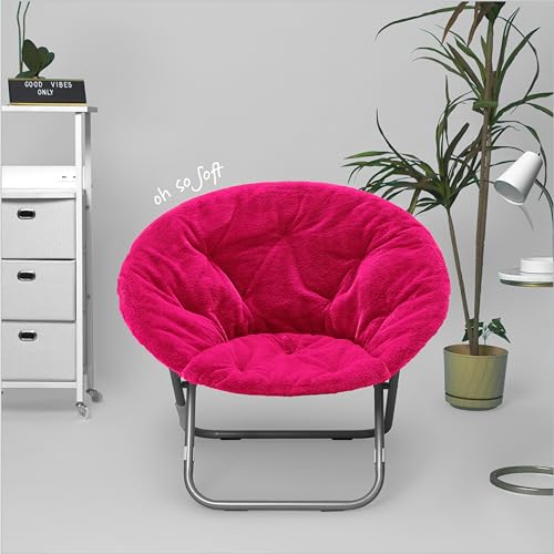 Urban Lifestyle Faux Fur Saucer Chair, Pink - Thumbnail 2