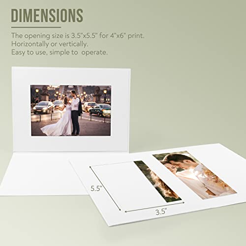 Golden State Art, Pack Of 50, 4X6 Photo Folders, Cardboard Picture Frame, Paper Photo Frame Cards, Greetings/Invitation Cards, Special Events: Graduation, Christmas, Wedding (White) #TOP4