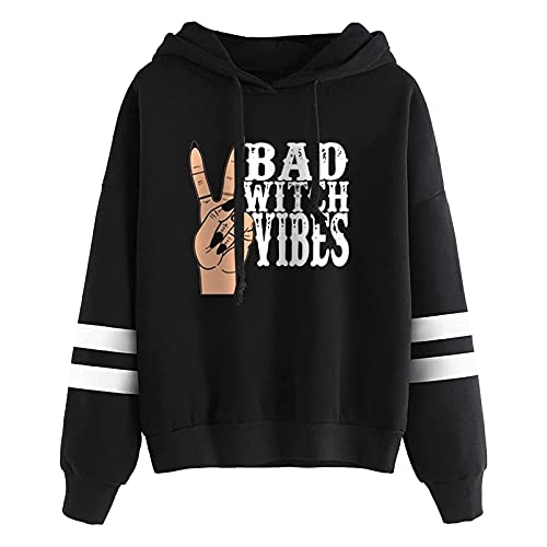 DABAOK - Sudadera con capucha para mujer con cordón y bolsillo de manga larga, color negro, XL, Negro , XL