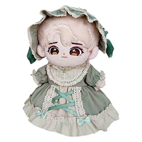 niannyyhouse ぬいぐるみ 用 20cm人形の服 ヘッドバンド+ドレス 2点セット メイド服 綿人形の服 クロスレター 人形ベビー服 着せ替え 服 (green)