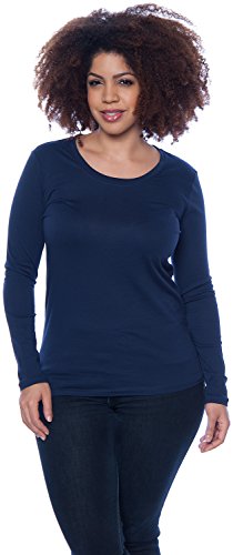 Active Basic Women's Basic Scoop Neck Tops,Medium,2 Pack - Black, Navy #TOP4