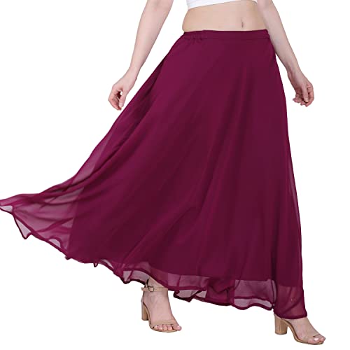 Image of Skirt for Women Designer and Full Flared Georgette Plain