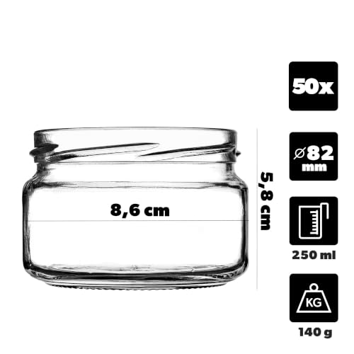KADAX 50er Set Einmachgläser 250ml TO82 Obst, Marmeladengläser Vorratsgläser Mason Jar mit Schraubdeckel, Luftdicht & Spülmaschinenfest… – Ansicht 2