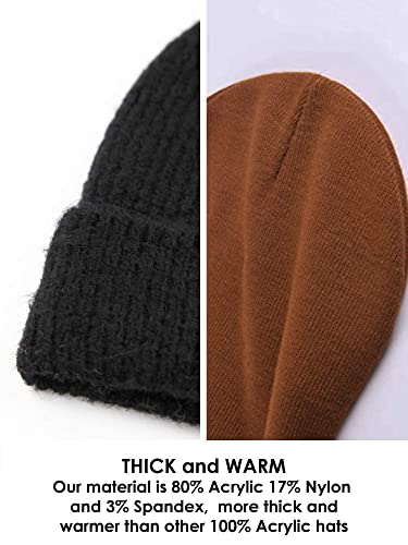 Moss Rose Womens Warm Soft Rib Knit Beanie Skully For Women Men Winter Cuffed Hats Black #TOP2