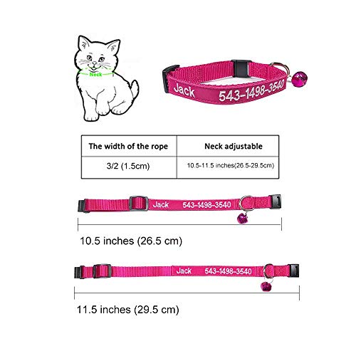 Brillianne Benutzerdefiniertes Breakaway Cat-Halsband, personalisiert mit Glocke, Sicherheitsverschluss, gesticktem ID-Namen am Kätzchenhalsband
