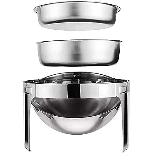 Chafing Dish mit Rolldeckel, 6,8 l, komplettes Chafer- und Buffetwärmer-Set aus Edelstahl mit Lebensmittelpfanne, Wasserpfanne und Brennstoffhaltern für Hochzeiten und Partys – Bild 4