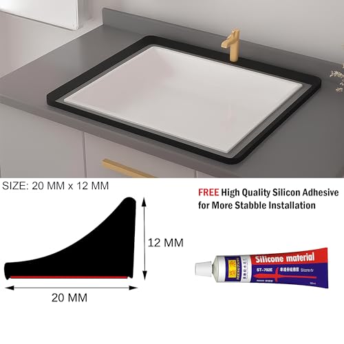 Image of URBANMONK Self Adhesive Water Stopper for Bathroom | Water Stopper for Kitchen Slab with Glue Stick (Grey Small, 2 Meter)