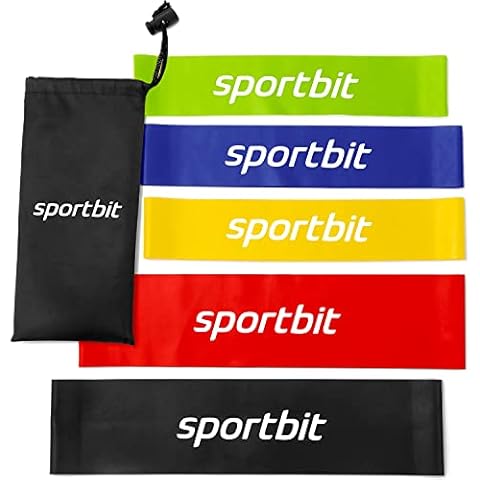 Sportbit Exercise Resistance Bands Set of 5 + Bag + eBook | Best Elastic Resistance Loop Bands for Stretching, Yoga, Physical Therapy, Workout, Home Fitness and Sport Cover
