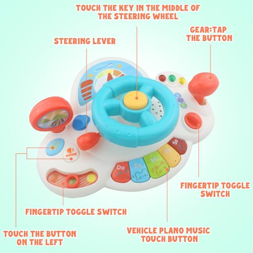Image of Caterbee Baby Turn and Learn Driver Steering Wheel Toys (White)