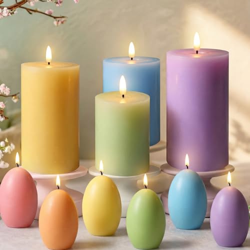 VIHOSE 18 Pcs Easter Candles Set, LED Flameless Pillar Pastel Egg Votive by VIHOSE - Used condition - Image 6