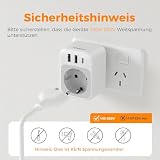 TESSAN adapter gniazdkowy do Chin 2 pack, adapter gniazdkowy do z 1 USB C i 2 USB A, typ I do Australii, Chin, Nowej Zelandii, Fidżi, Somii, Tongi, Kiribati, Tuvalu oraz Vanuatu