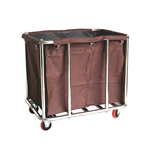 ZXXL Kommerzieller Rollender Wäschewagen, Leinenwagen mit Großer Kapazität mit 4 Rollen/Abnehmbarer Stoffbeutel, 90x65x82cm (Color : Brown) Cover