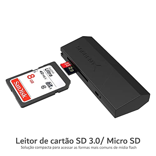 Leitor de Cartão de Memória SD Flash Sabrent SuperSpeed USB 3.0 com 2 entradas ​​para Windows, Mac,