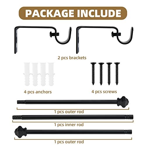Gxoackj Black Curtain Rods For Windows 32 To 48 Inch, 5/8 Inch Heavy Duty Adjustable Splicing Curtain Rods With Brackets, Square Drapery Treatment Window Curtain Rod For Indoor & Outdoor #TOP4