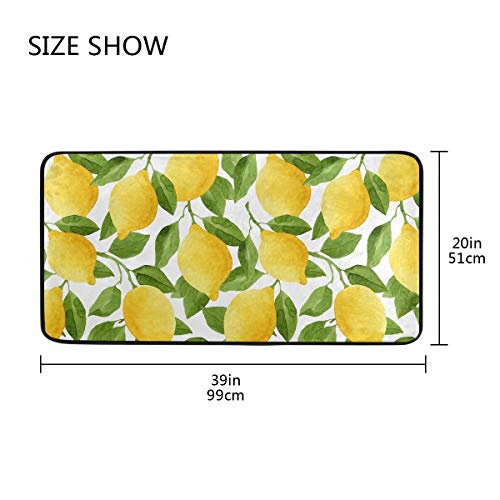 Lemon Bath Runner Rug Yellow Lime Tree Non Slip Area Mat Rugs for Bathroom Kitchen Indoor Carpet Doormat Floor Dirt Trapper Mats Shoes Scraper 39'x 20'