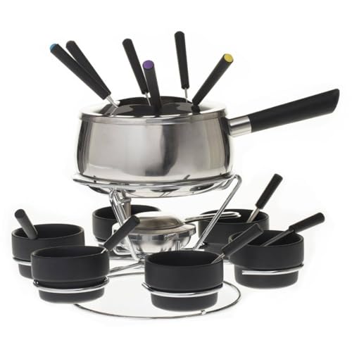SECRET DE GOURMET Kit di fondu con piatto girevole per 6 persone - 23 pezzi - colore nero