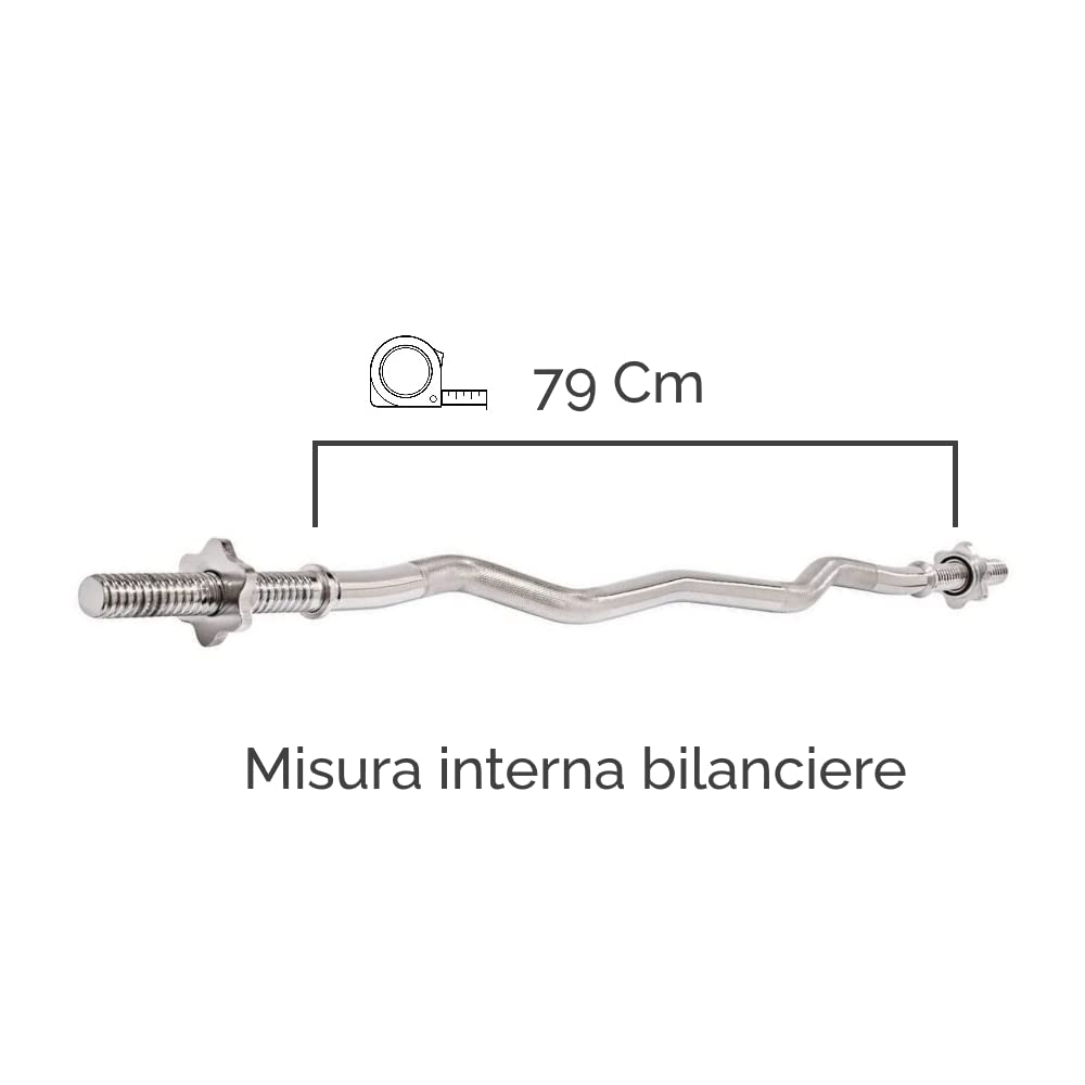 ECOVELO Bilanciere Curvo Sagomato 120CM Ø25MM Curl Bar Manubrio Barra per Allenamento Bicipiti e Tricipiti Palestra Fitness