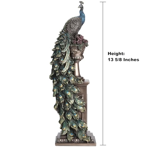 Statue de paon Veronese Design 34 cm, cadeau idéal d'anniversaire