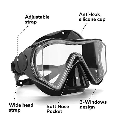 Scuba Diving Mask, Professional Snorkeling Mask Gear, Ultra Clear Lens With Wide View Panoramic Hd Snorkel Goggles, Anti Leakage Scuba Mask, Silicone Swimming Goggles Mask For Adults #TOP4