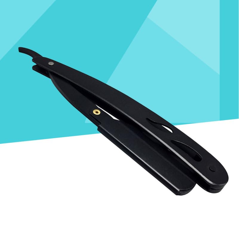Stainless Steel Manual Folding for Men Vintage Professional Straight Black for Barbershops and Personal Grooming Easy-open Guard for Safe Exchange