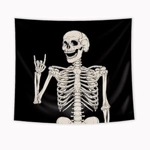 Riyidecor Skull Skeleton Tapestry Wall Hanging 51Hx59W Inch Funny Black and White Theme Home Decor for Men Women Gothic Hippie Halloween Bohemian Terror Rock and Roll Bedroom Living Room Dorm WW-SOKA Riyidecor Skull Skeleton Tapestry Wall Hanging 51Hx59W Inch Funny Black and White Theme Home Decor for Men Women Gothic Hippie Halloween Bohemian Terror Rock and Roll Bedroom Living Room Dorm WW SOKA