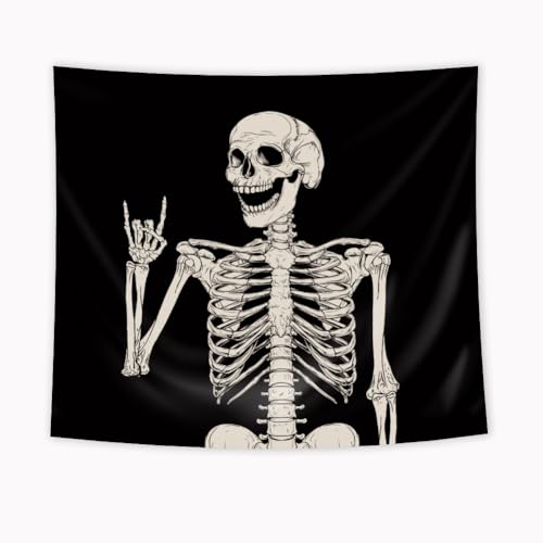 Riyidecor-Skull-Skeleton-Tapestry-Wall-Hanging-51Hx59W-Inch-Funny-Black-and-White-Theme-Home-Decor-for-Men-Women-Gothic-Hippie-Halloween-Bohemian-Terror-Rock-and-Roll-Bedroom-Living-Room-Dorm-WW-SOKA Riyidecor Skull Skeleton Tapestry Wall Hanging 51Hx59W Inch Funny Black and White Theme Home Decor for Men Women Gothic Hippie Halloween Bohemian Terror Rock and Roll Bedroom Living Room Dorm WW SOKA