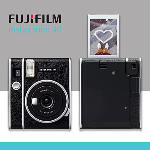 Fujifilm Instax Mini 40 Instant Camera Black + Fujifilm Instax Mini Twin Pack Instant Film (20 Sheets) + Case #TOP1