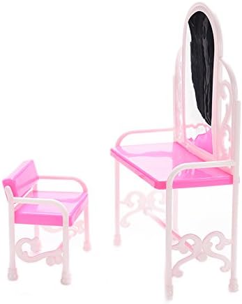 BESTIM INCUK Dollhouse Furniture Dressing Table and Chair for Barbies Dolls Bedroom Furniture