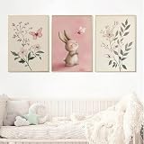 Ueiwffzo 3er Poster Set Ostern Hase Bilder Kinderzimmer 