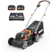 WORX Cordless Lawn Mower, 14" 40V Electric Mower with Brushless Motor, Lightweight 2 in 1 Push Lawn Mower with 6-Position Height Adjustment for Small Yards, 2 Batteries & Charger Included, WG735