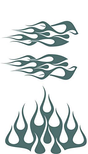 Image of STYLE1 Multi-Color Flame Decal Kit Golf Cart, UTV, RC, ATV, Mower, Motorcycle Tank (A - Small, DG23-090 Silver /Grey)