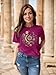 MZEAZRK Women Mystic Moon and Sun Flower Shirt Boho Wildflower Celestial Moon Graphic T Shirts Short Sleeve Tops(Rose,XL)