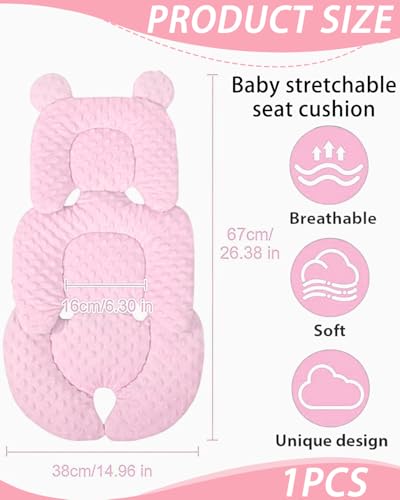 FUGLUS 1 Stück Baby Car Seat Liner, Head and Body Support for Newborns, 2 in 1 Reversible Soft Stroller Cushion Insert for Baby Seats, Baby Rocker Stroller, Pushchair, Swing（Rosa）