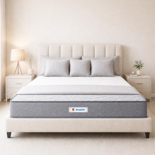 Image of Sleepwell FitRest Plus Premium Mattress | Queen Size 84x70x5 Inch | Medium Firm | Plush Quilting | Advanced Pressure Relief | Enhanced Heat Dissipation | 10 Years Warranty