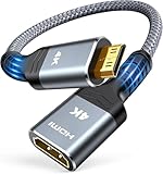 Highwings Mini HDMI to HDMI Adapter, Conversion Cord 4K 60Hz HDR 18Gbps HDMI Cable Compatible with Portable External Monitor, Camera, Projector, Computer, Graphics Card, Raspberry Pi Zero W, Camcorder