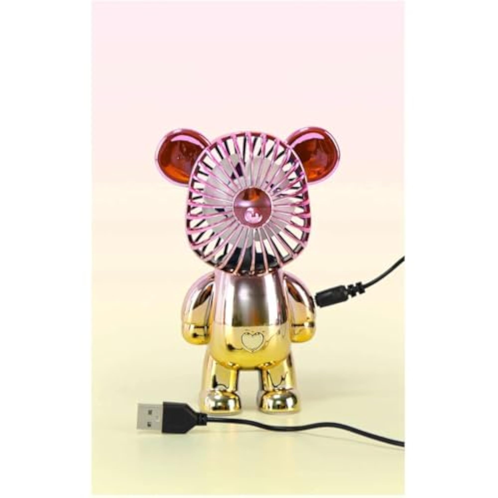Cute Teddy Bear Design Portable USB Rechargeable Handheld Fan