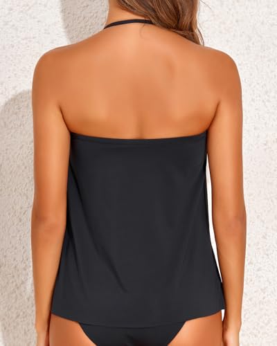 Tempt Me Bandeau Tankini Tops for Women Strapless Bathing Suit Top Halter Flyaway Swimsuit Top Only2