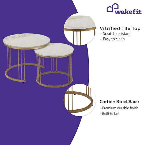 Image of Wakefit Center Table | 1 Yr Warranty | Coffee Table for Living Room Wooden, Tea Table for Living Room Wooden, Sofa Table, Free Installation from Brand, Modern Multi-Functional & Wobble-Free(Frappe)