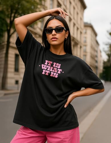 Image of Cotton Blend Oversized Baggy Fit Drop Shoulder Graphic Printed Half Sleeve T-Shirt Combo for Women (Pack of 3) (Sizes: S to 2XL)