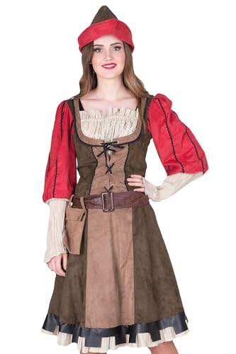 Das Kostümland Lady Marian Robin Hood Kostüm für Damen - Grün Rot - Gr. 40/42