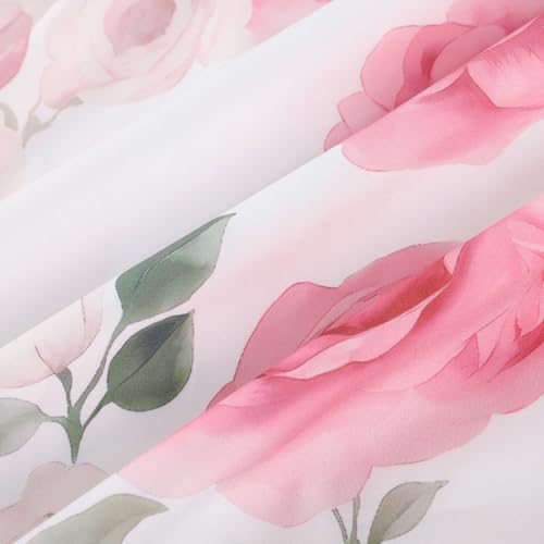 SCARLET DARKNESS Sommerkleid Damen Spaghetti Lange Boho Kleid Vintage Milkmaid Country Kleid Weiß-Rosa Rosen XXL 6